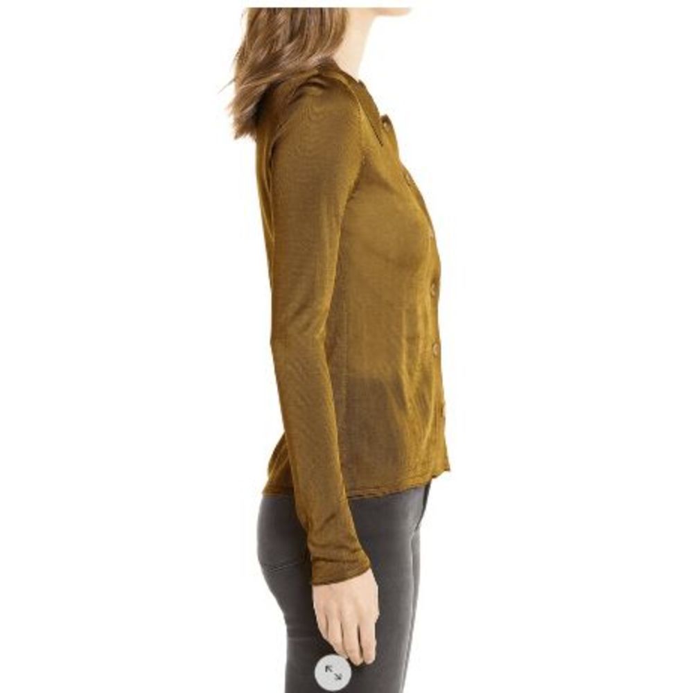 Good American Sheer Button Front Polo Golden Rod SZ 4(XL) NWT $129